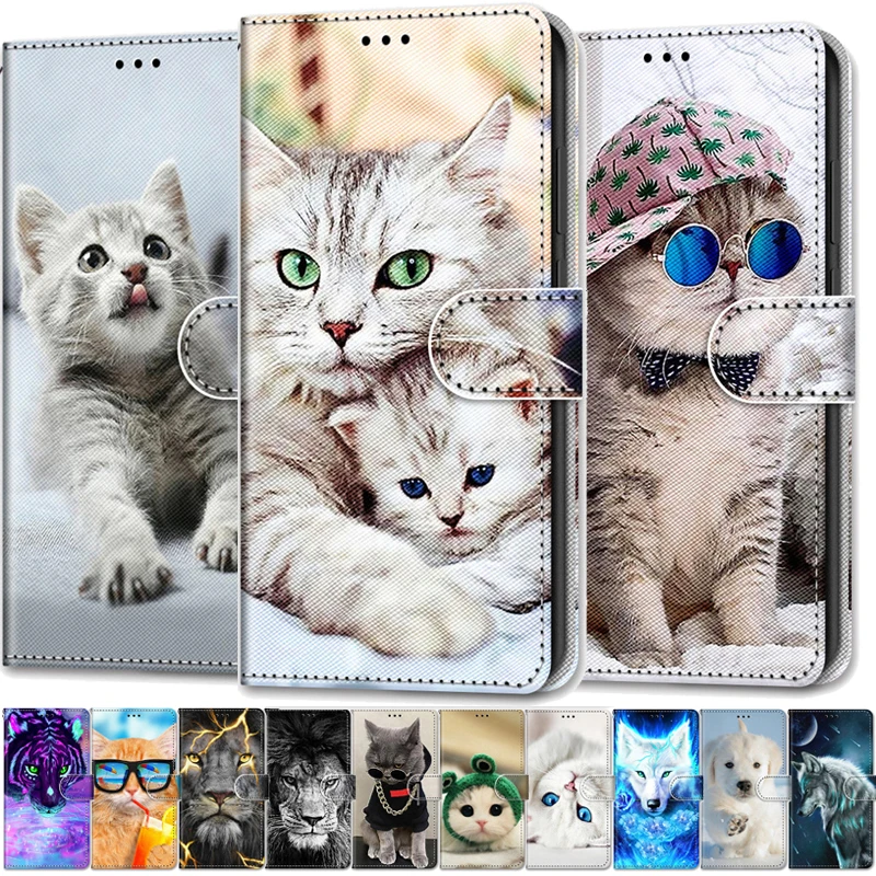 Custodia Cool Animals Per Samsung M53 5G Custodia In Pelle Flip Na Per Samsung Galaxy M53 M12 M33 M23 M52 5G M32 4G F22 Portafoglio Cover Cats