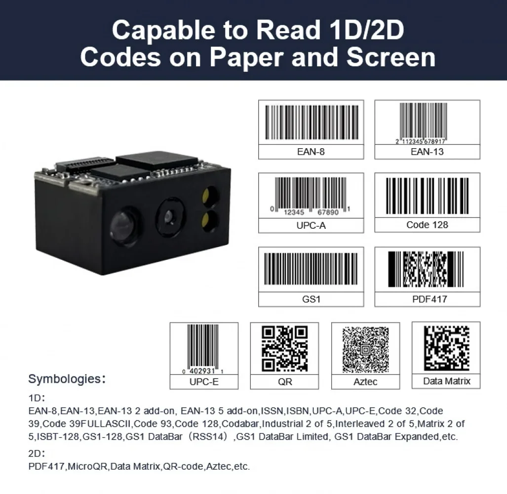 Kiosk Mini USB QR Code Reader2D1D CMOS Barcode Scanner Module