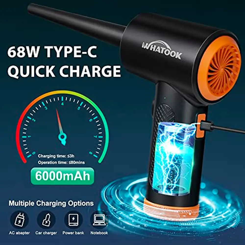 Electric Air Blower Electrical dust blower 3-speed Air Duster 60000 RPM air fan electronics cleaner for laptop office equipment