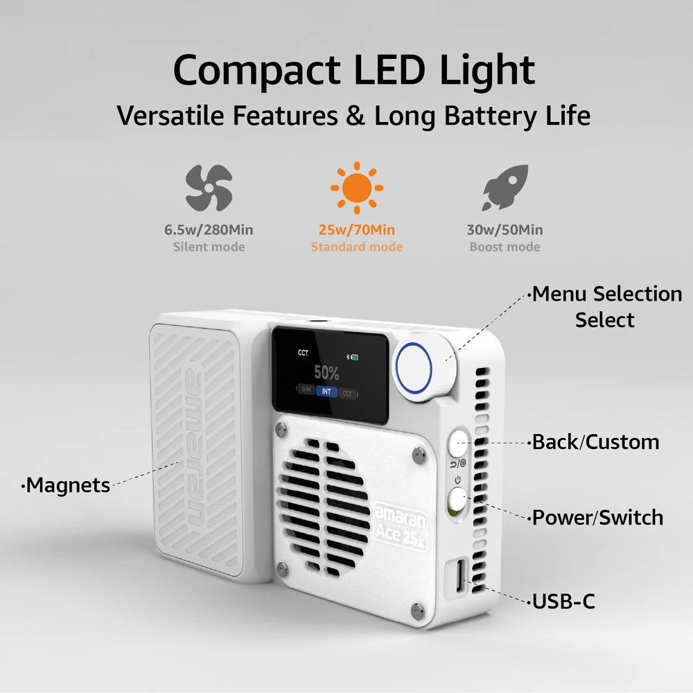 amaran Ace 25x kit Portable Dual-Color Mini On-camera Light 2700