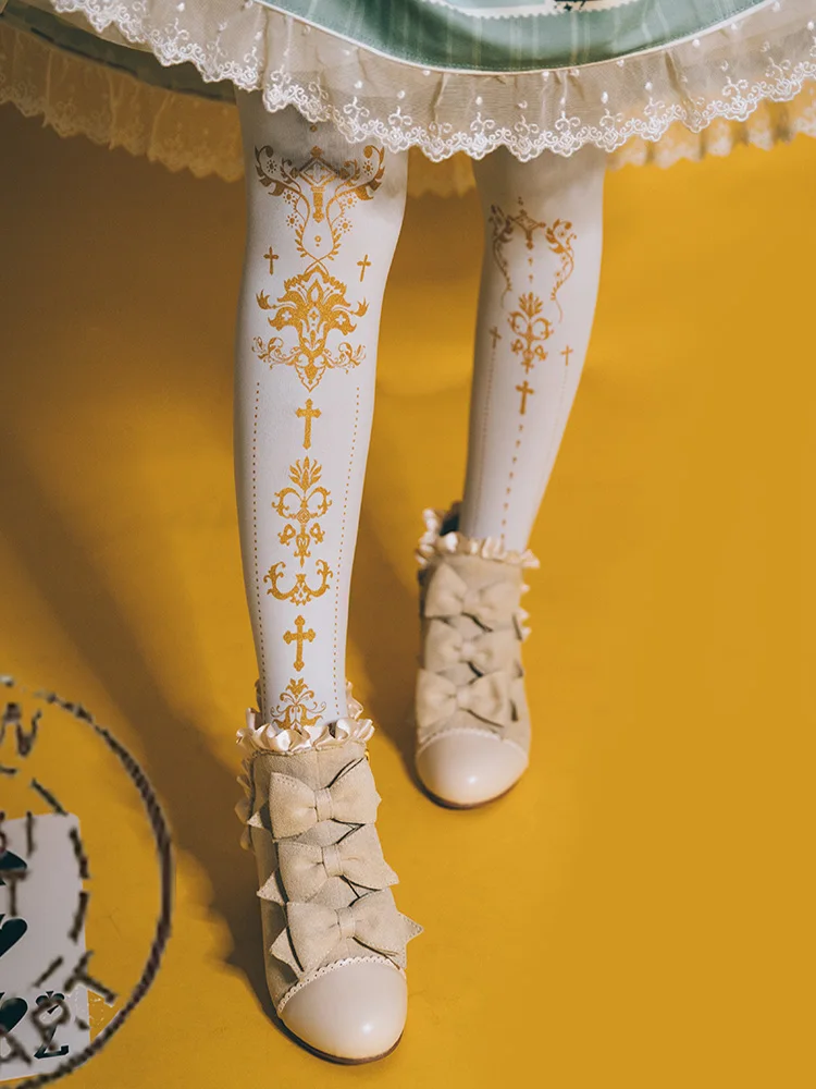 Women Socks Stockings Lolita Bronzing Printing