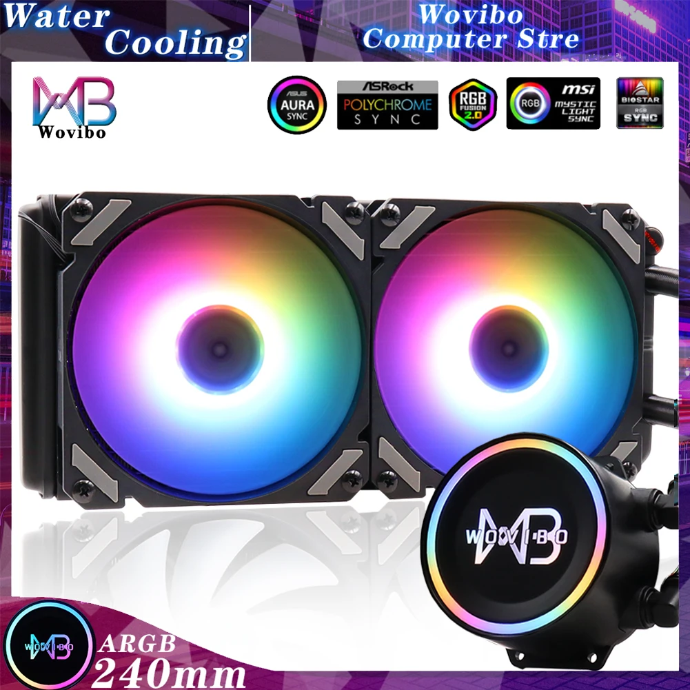 Wovibo Pc Cpu Water Cooling Computer Cooler Rgb Argb Liquid Fan