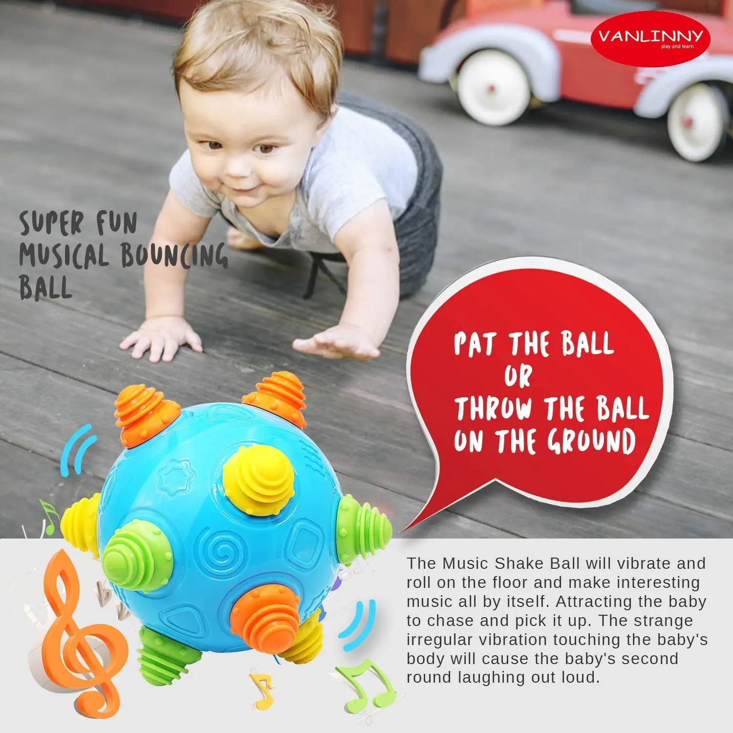 Baby Music Bouncing Ball Infant Crawling Tummy Time Toys Toddlers Bumble Dancing Ball Interactive Toy Educational Sensory Ball 3