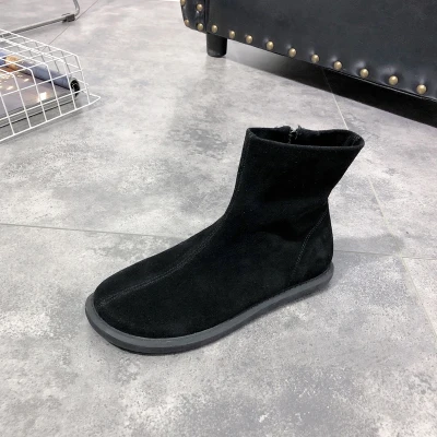 YeddaMavis Beige Women Boots Fashion New Genuine Leather Winter Mid-calf Boots Women Side-Zipper Candy-colored Boots Size 35-40