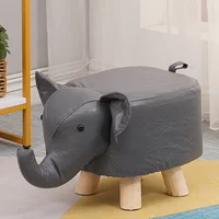 1 Elephant Stool Children's Animal Stool Cute and Creative Elephant Stool Solid Wood Technology Cloth Perfect for Living Room 3