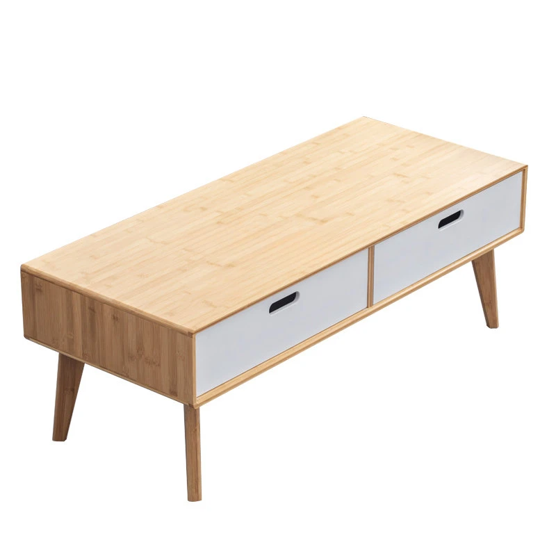 Round Corner Coffee Table Home Living Room Small Apartment Simple TV Cabinet Combination Tea Table Bamboo Solid Wood Tea