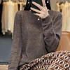 Women 100% Pure Merino Wool Sweater Round Collar Diamond Square Hollow Pullover Spring Autumn Basis Casual Warm Knitting Top 6