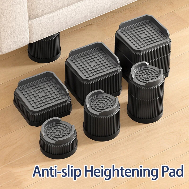 Enhanced Stackable Square Furniture Risers with High Load Capacity and Triple Anti-Slip Protection