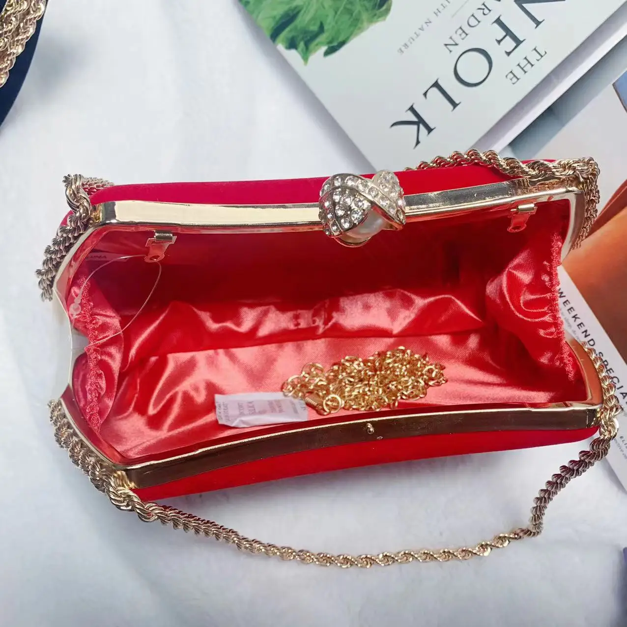 Velvet  Pleated Wedding Evening Clutch Purses For Women Formal Glitter Shoulder Bag With Chain For Ladies Brand Party Banquet