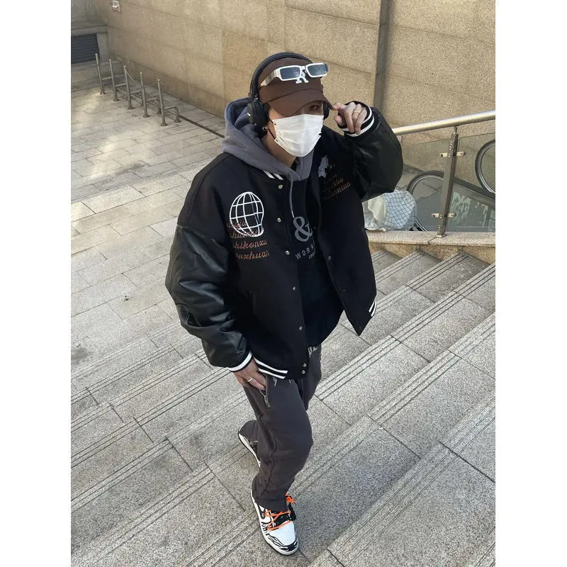 Bomber Jacket American Vintage Embroidered Baseball Uniform Men's