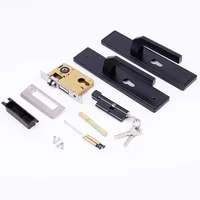 Bedroom Door Lock Minimalist Black Indoor Door Lock, Household Solid Wood Door Lock, Silent Split Handle Lock 2