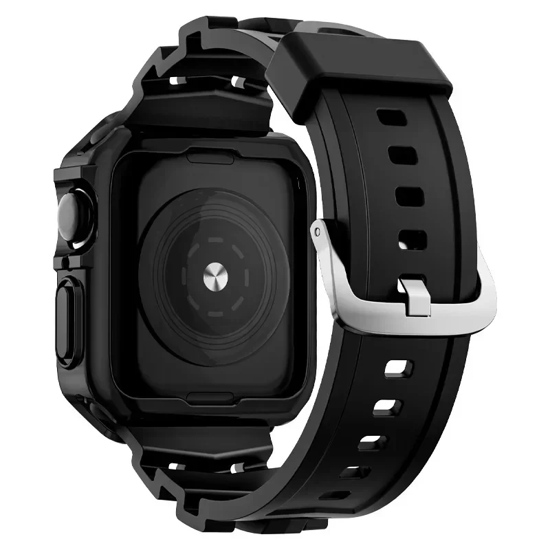애플 워치용 실리콘 스트랩 및 케이스, 49mm, 45mm, 44mm 밴드, i watch 45mm, Ultra2 시리즈 9 8 7 6 5 4 se 3 2 1 시계 액세서리