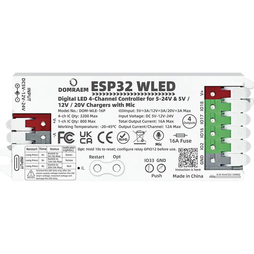 ตัวเลือกสินค้า ตัวควบคุมเสียง ESP32 สำหรับไฟพิกเซล