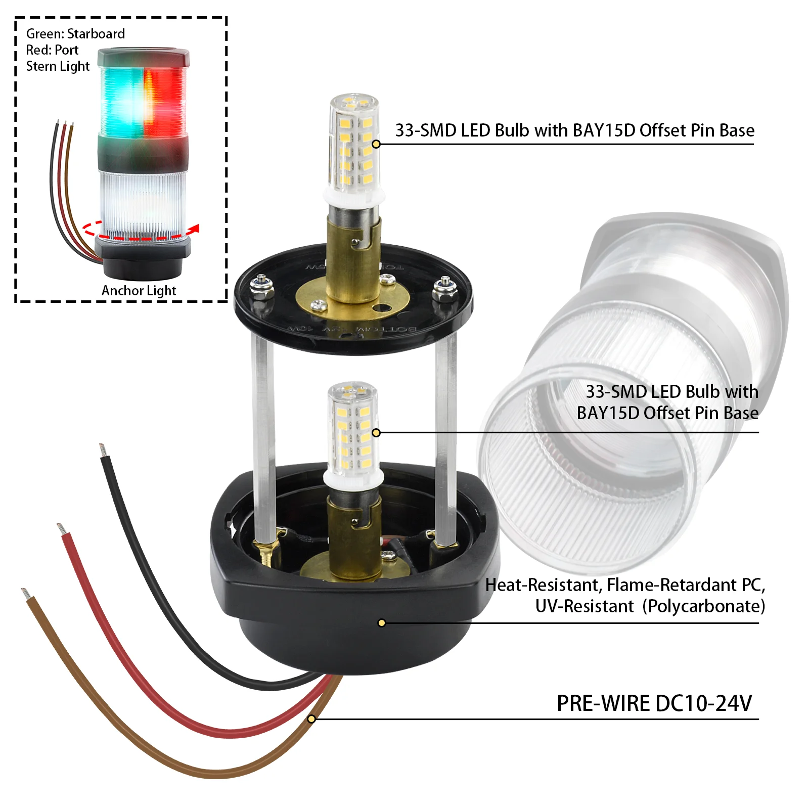 Navigation Light Lens Replacement Saillong Boat Stern Light Cover - Replacement Frosted Lens Cap For Attwood Navigation Lights Marine Light Cover