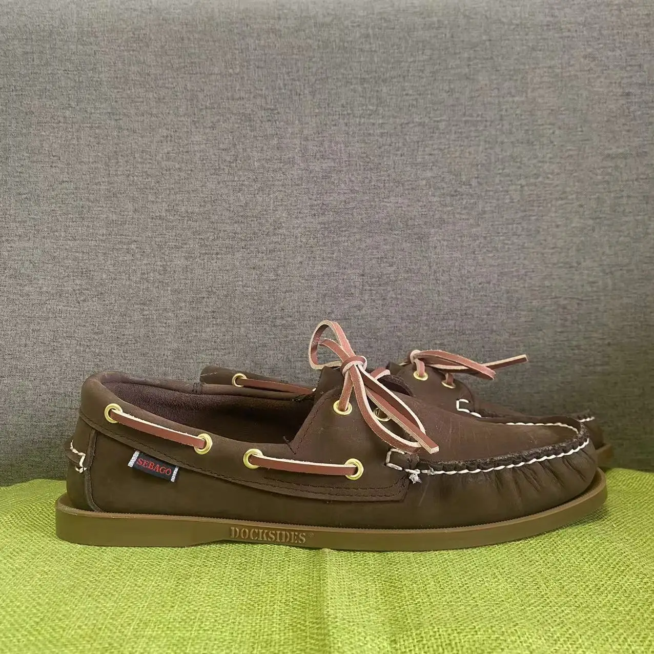 

Men Homme Authentic Sebago Docksides Shoes - Premium Leather Moc Toe Lace Up Boat Shoes 123A
