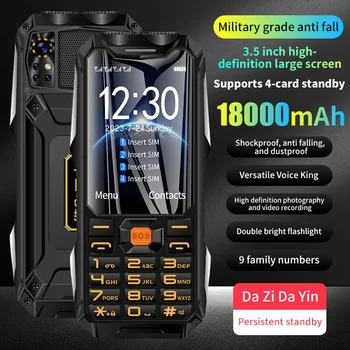 Q9 GSM 2G Network Mobile Phone 4 SIM Cards Rugged Bar Cellphone 3.5Inch HD Display Big Battery Loud Voice For Elderly