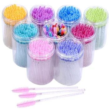 Wholesale 50Pcs/Bottle Disposable Eyelash Extension Mascara Wand Glitter Micro Lash Brushes Spoolie WithContainer Case Wholesale 1