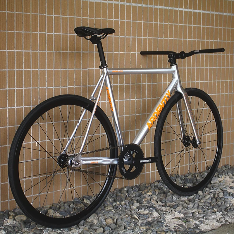 Ardently LITE Silver Fixie Bike Single Speed AL6069 Cadre et fourche en alliage d'aluminium sans freins Vélo à pignon fixe Roue 700C
