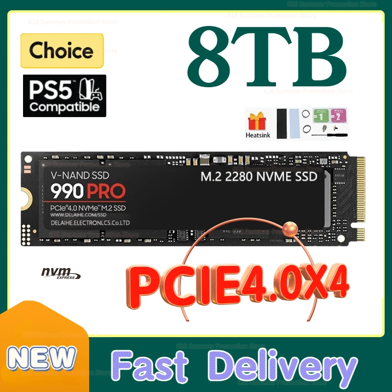 Новый твердотельный жесткий диск 990PRO 4 ТБ SSD NGFF NVMe 2 ТБ 1 ТБ SDD Макс чтение 13600 Мб/с игровой внутренний жесткий диск для ноутбука ПК PS5