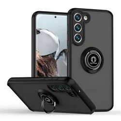 Shockproof Armor Matte Case with Magnetic Holder Ring Stand Cover for Samsung M31-M30S (Black)