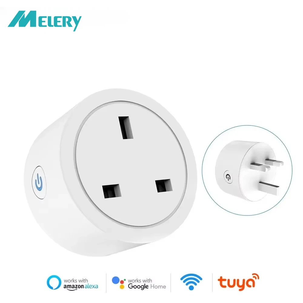 Melery Wifi 20A UK ปลั๊กอัจฉริยะ Outlet Mini Power Monitor Socket Timing Remote Vioce App ควบคุมโดย Tuya Google Home Alexa 1