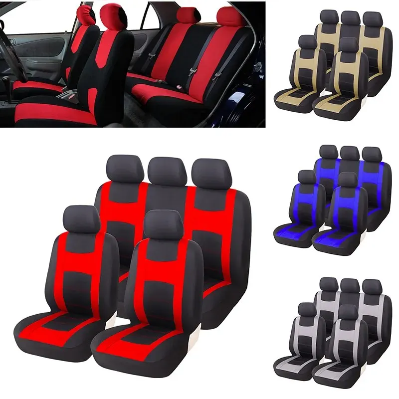 Universal Fit Full Gray Set Polyester Fiber Car Seat Covers Fit Most Car Truck Suv Van