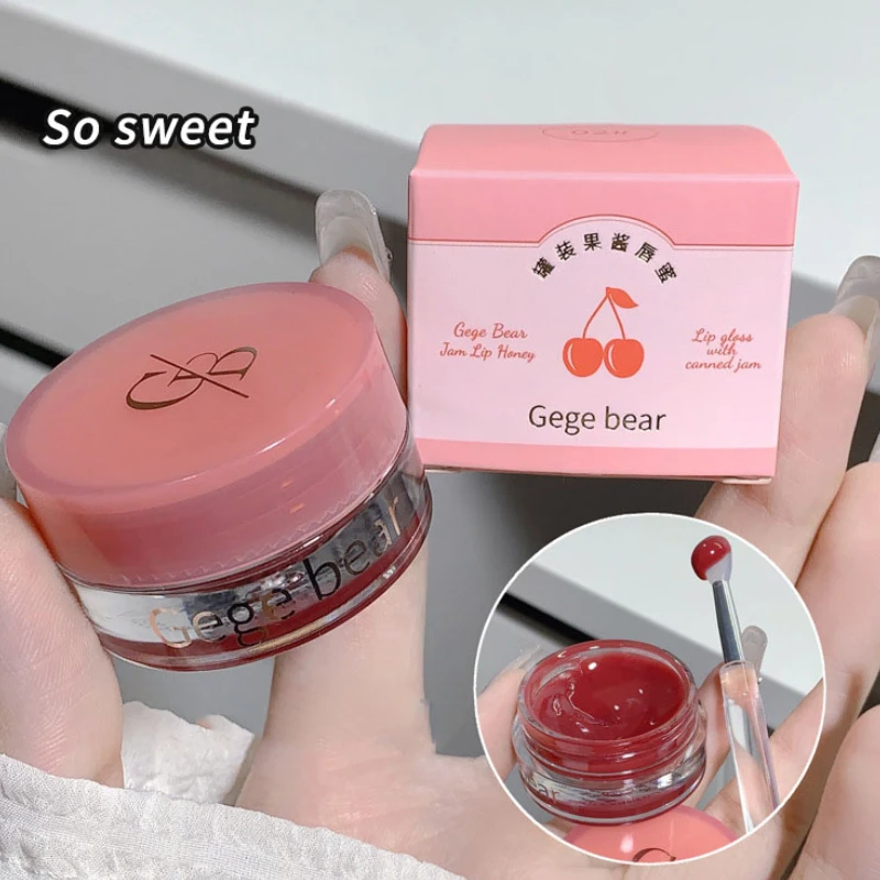 Lip makeup Gege Bear jarred jam lip gloss hydrating water-gloss finish plumping effect long-wearing and non-transfer formula