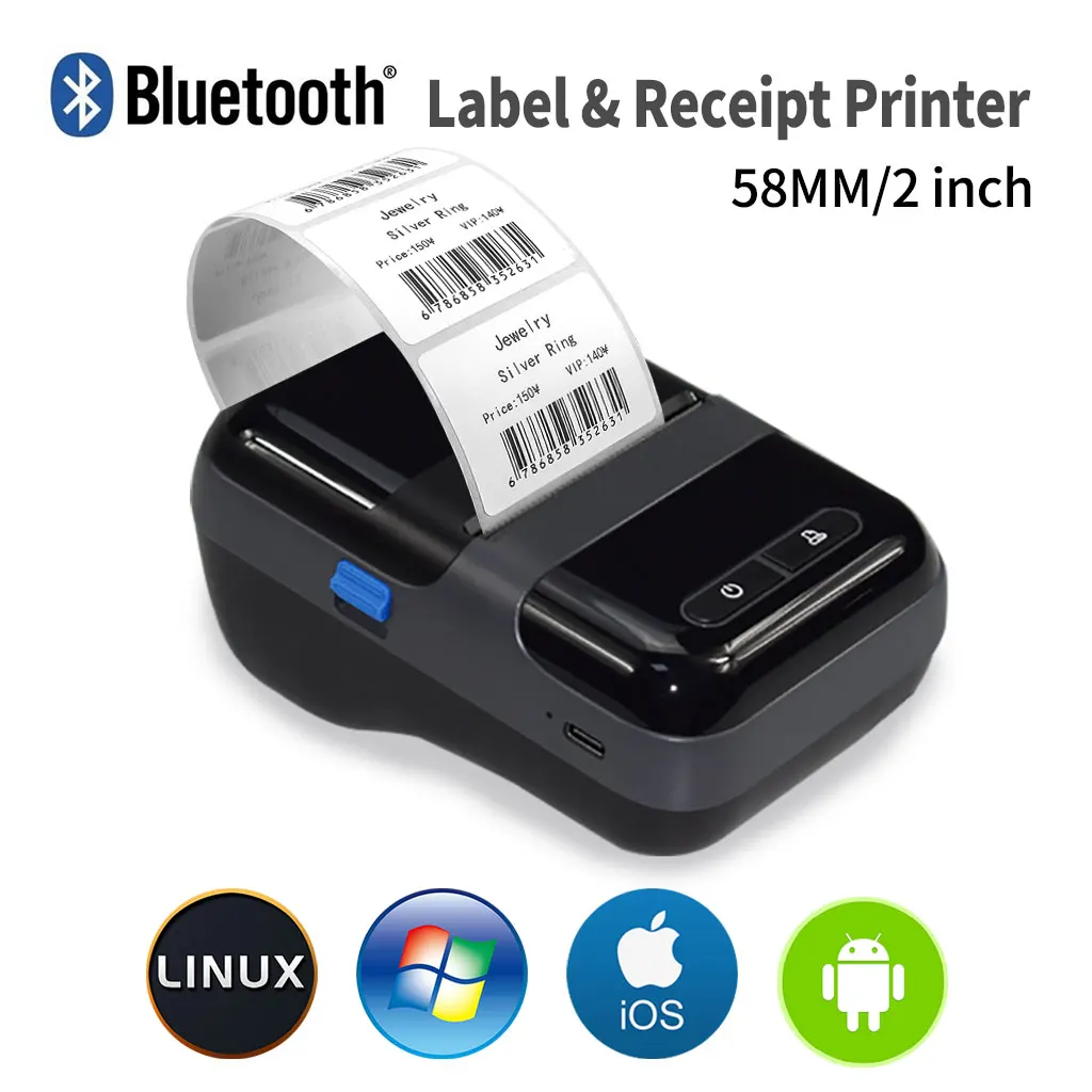 2 Inch 58mm Mini Wireless Portable Sticker/label/receipt Thermal