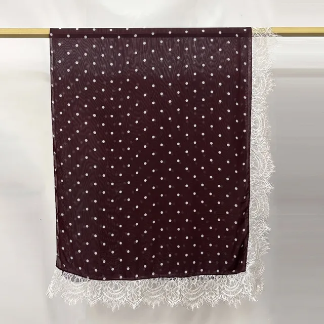 Nouveau hijab en dentelle modal double face à pois pour femmes, turban de mode musulmane, foulard pour femmes, Ramadan