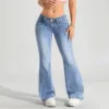 Women Solid Jeans Denim Trousers Full Lenth High Waist Zipper Pockets Slight Strech Slim Fit Y2k Streetwear Casual 2026 Autumn 1