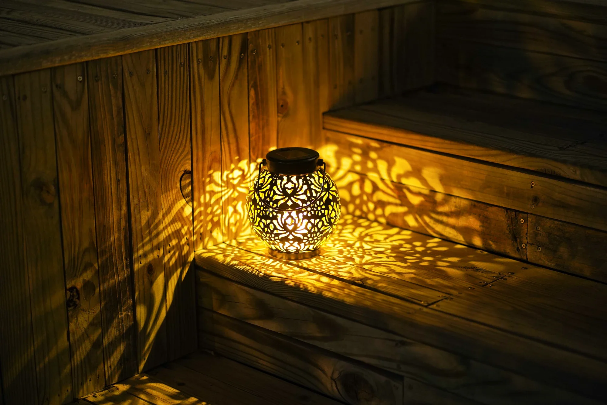 Description Picture 5 of itemSolar Hanging Small Night Lamp Cage Hollow Iron Landscape Courtyard Garden Lawn Floor Outlet Projection Lamp