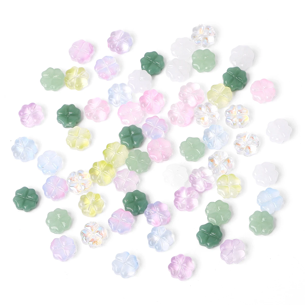 Über 20 Stück Glas-Vierblättrige Blumenperlen, verstreute Perlen, handgefertigt, DIY-Herstellung von Paar-Armbändern, Halsketten, Ohrringen, Schmuckzubehör – Detail 6