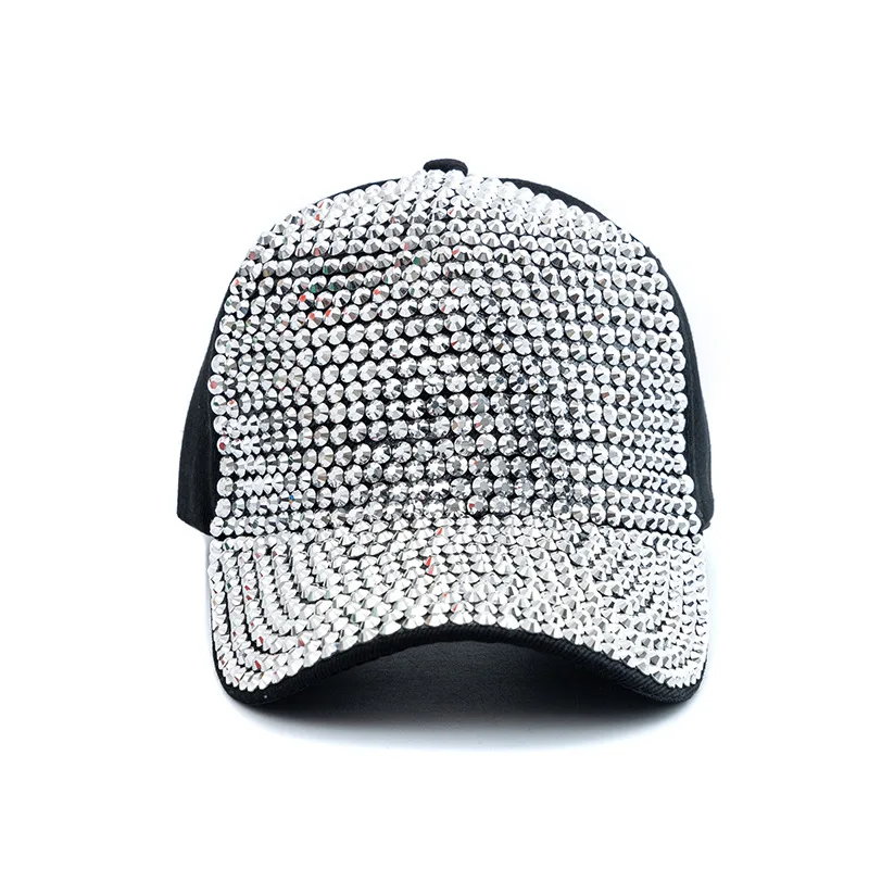 Fashion Women Diamond Inlay Cap Spring Summer Hip Hop Kpop Dance Baseball Caps Simple Plain Party Street Hat