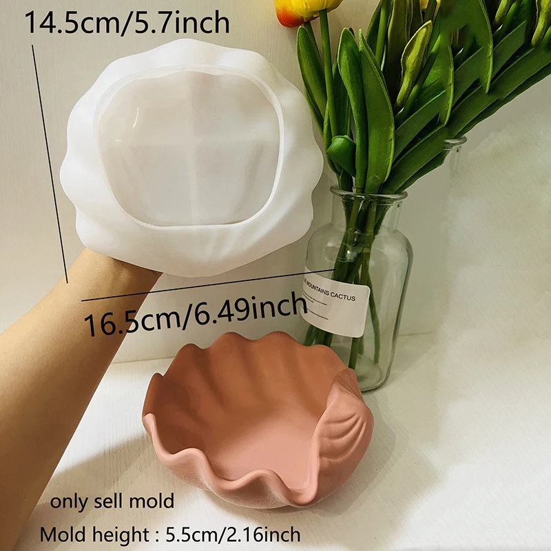 Large Shell Storage Tray Mold DIY Home Decor Conch Candle Cup Concrete Silicone Mold Cement Candle Vessel