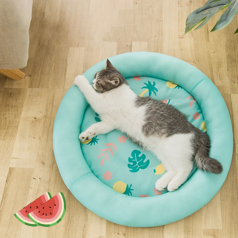 S-L Summer Cooling Pet Dog Mat Ice Pad Dog Sleeping Round Mats For Dogs Cats Pet Kennel Top Quality Cool Cold Silk Bed
