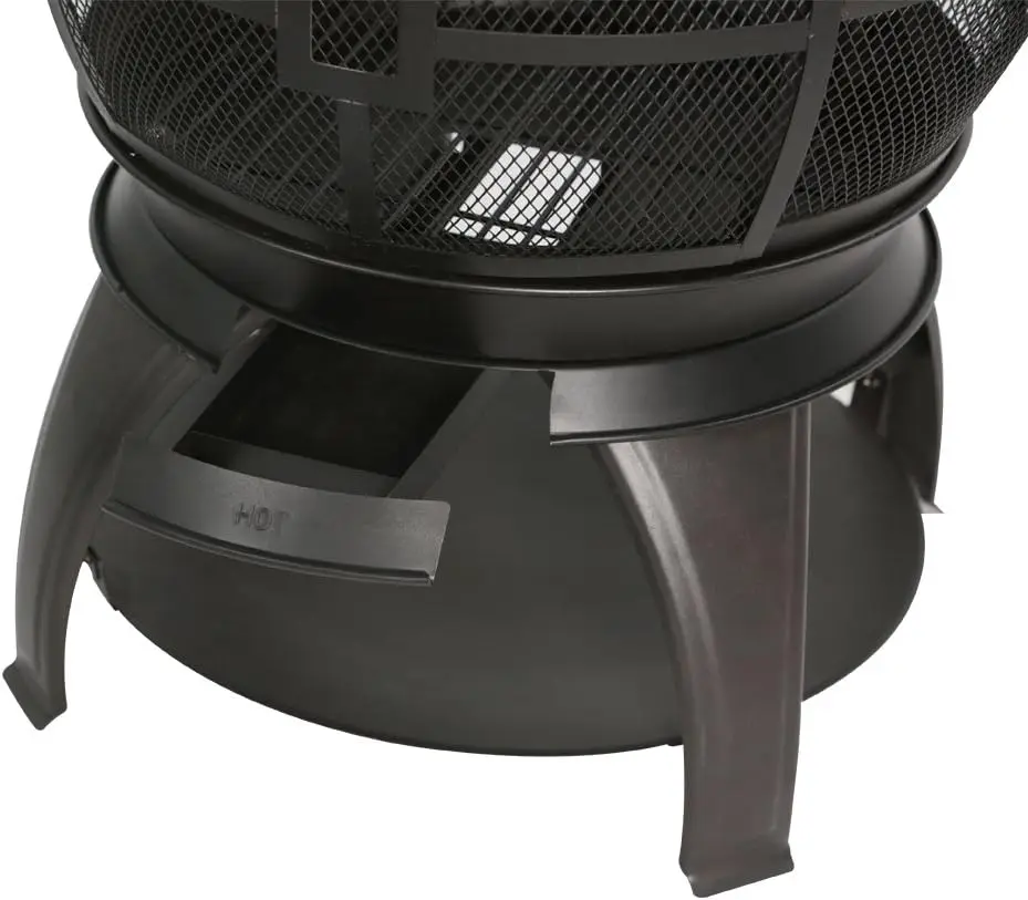 Wood Burning Fire Pits Chimenea Outdoor Fireplace Wooden Firepit, Brown-Black