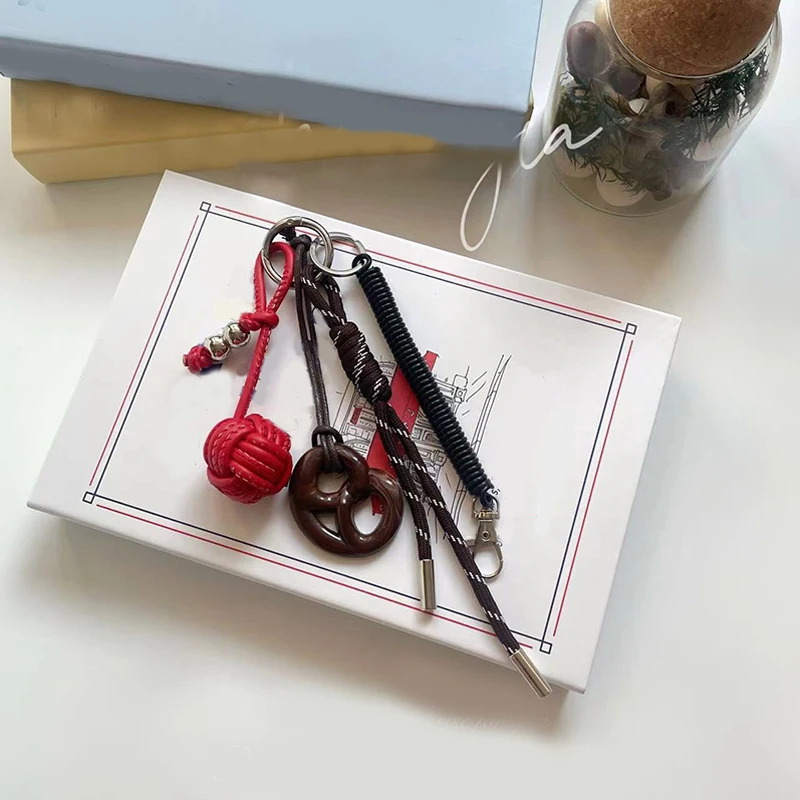 Korean Style Bread Bag Pendant Autumn-Winter Keychain Ornament Braided Rope Bag Pendant Alkali Water Bound Bread Multifunction