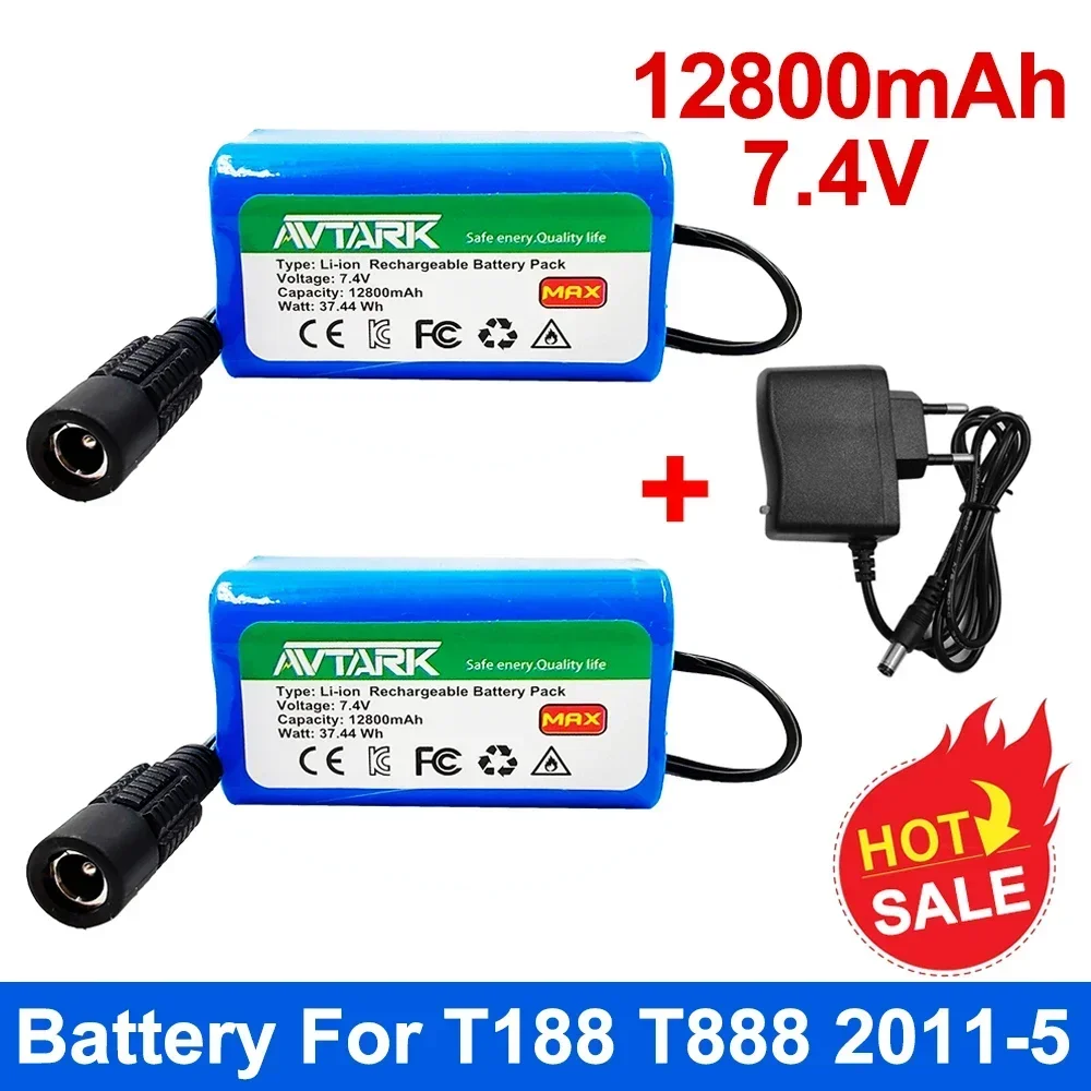 

2023 Upgrade 7.4V 12800mAh Battery For T188 T888 2011-5 V007 C18 H18 So on Remote Control RC Fishing Bait Boat Parts