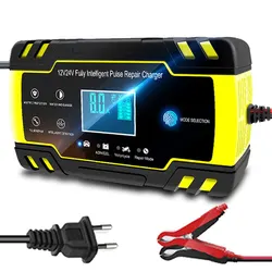 Smart Portable Automatic Battery Charger - 8A 12/24V for Cars, Motorcycles, Lawn Mowers, Boats, RVs, SUVs, ATVs, and Lead Acid Batteries (100421-EU)