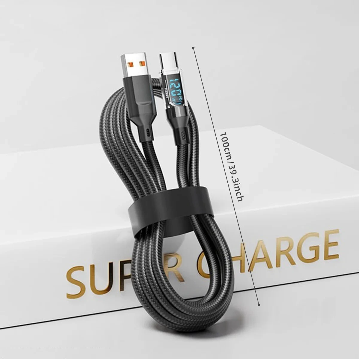 120W LED 디스플레이 USB C 고속 충전 케이블, 편조형 C to C & A to C PD 충전 코드 (휴대폰, 노트북, 타입 C 기기용)