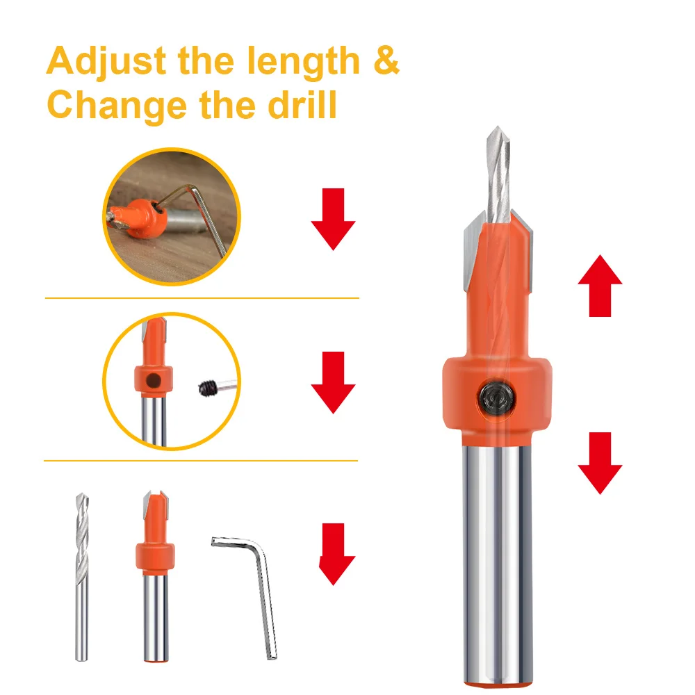 XCAN Bohrer 8mm Schaft Senker Router Bit Holz Router Bit Für Holz Fräser HSS Holzbearbeitung Loch Bohren werkzeuge – Detail 7