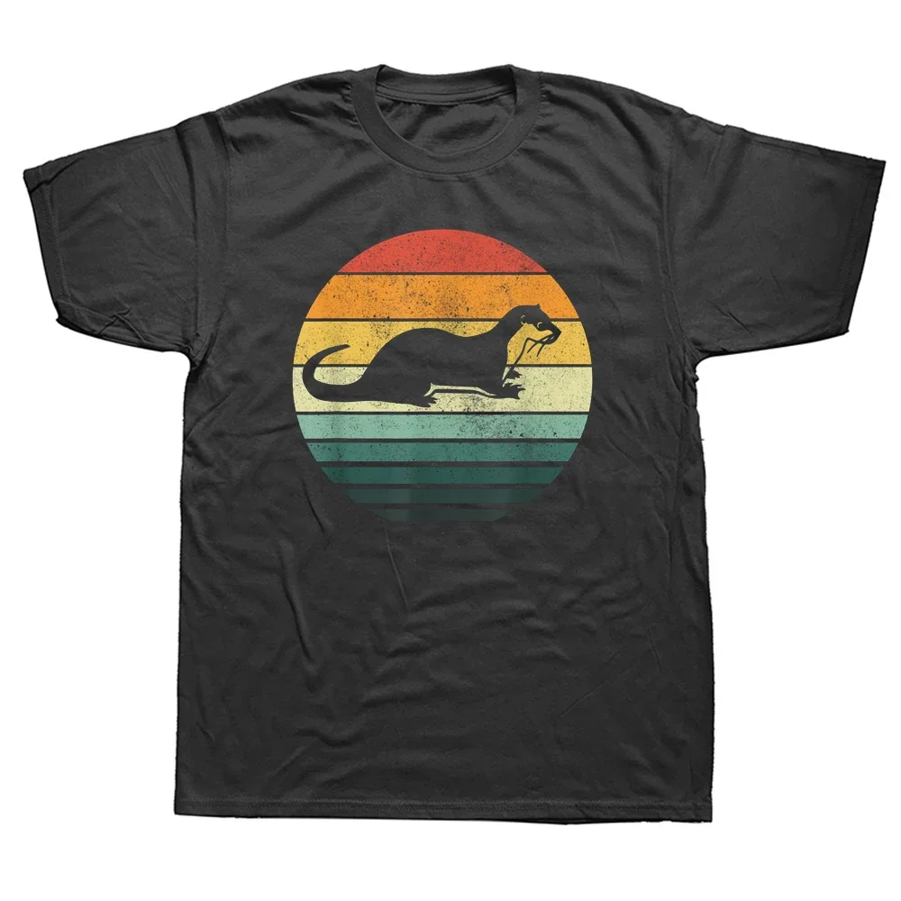 Lustige Seeotter Tier Sonnenuntergang Retro Vintage T Shirts Grafik Baumwolle Streetwear Kurzarm Geburtstag Geschenke Sommer Stil T-shirt