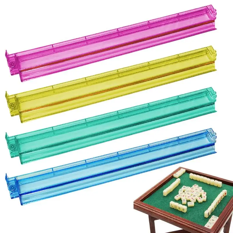 Mahjong Tile Holder Mahjong Pushers Multicolor Racks Set Of 4 Acrylic Storage Organizer Board Game Accessories Mah Jongg
