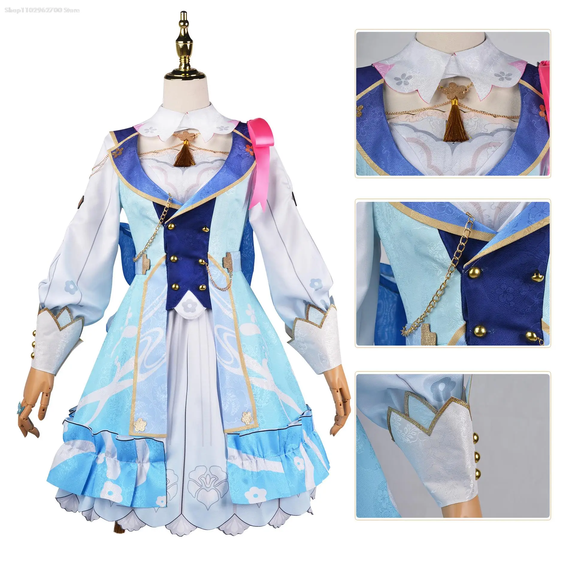 

Game Genshin Impact Springbloom Missive Ayaka Cosplay Uniform Dress Kamisato Ayaka Skin Cosplay Costume Outfit Wig