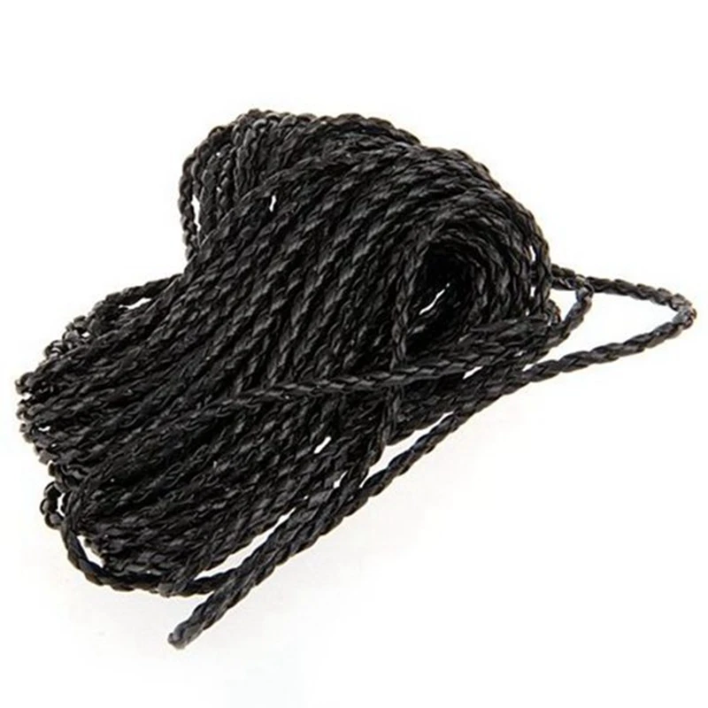 9M Black Braided Leather Necklace Cord String DIY 3Mm HOT With 3Mm Black Rubber Cord Necklace  - 24 Inch