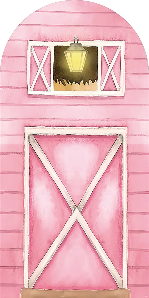 Mehofond Barn House Arched Backdrop Cover Farm Rural Filed Baby Shower Party Cow Round Top Spandex Background Photozone