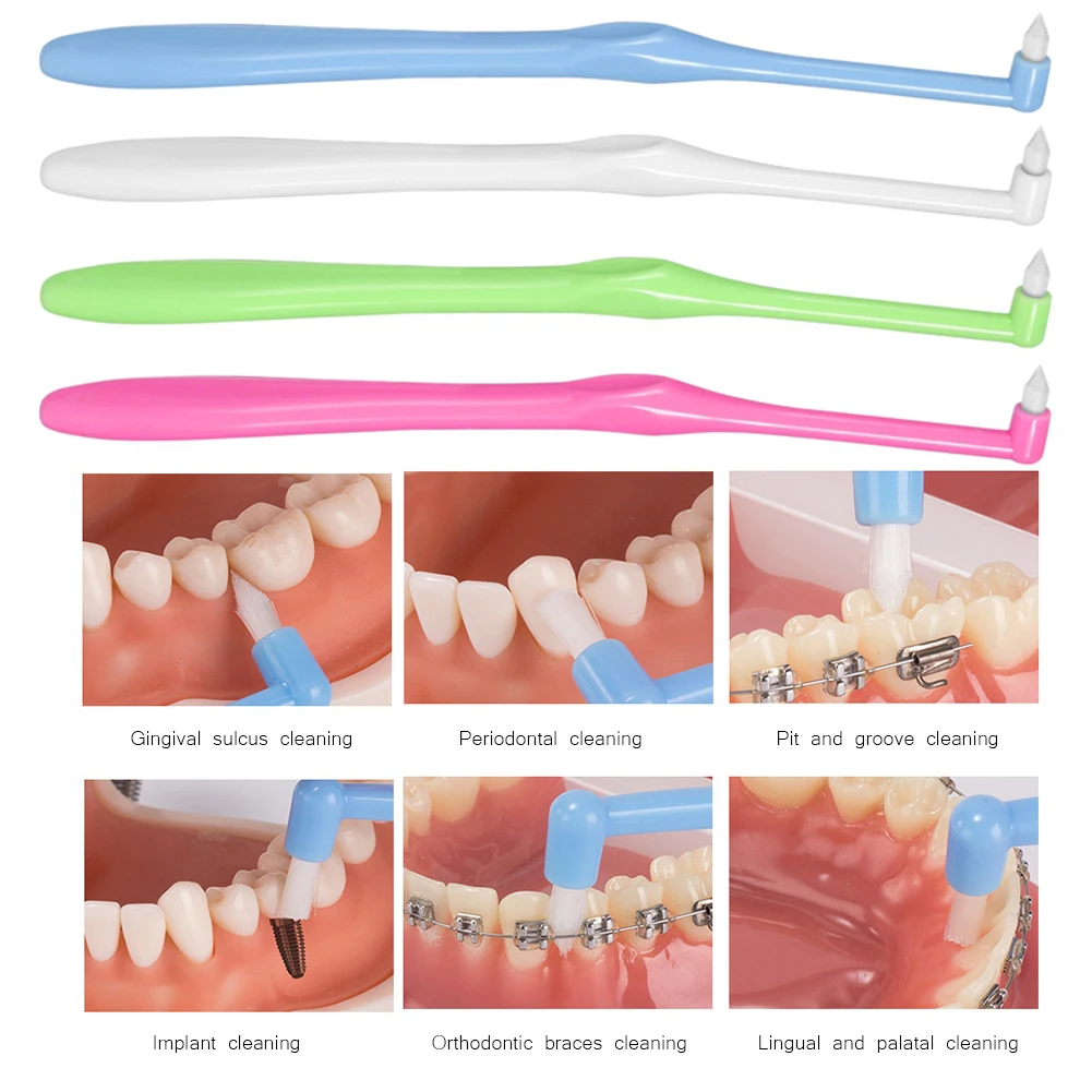 4pcs Orthodontic Toothbrush Pointed Head Soft Hair Correction Clean Teeth Gap Floss Oral Hygiene Teeth Braces Tooth Brushes