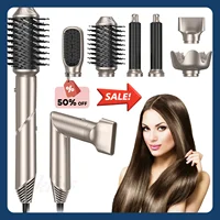 6 in 1 Foldable Hair Dryer Negative Ions Hair Care Hot Air Brush Salon Blow Dryer Wand Ceramic Curling Iron Styler Styling Tools 1