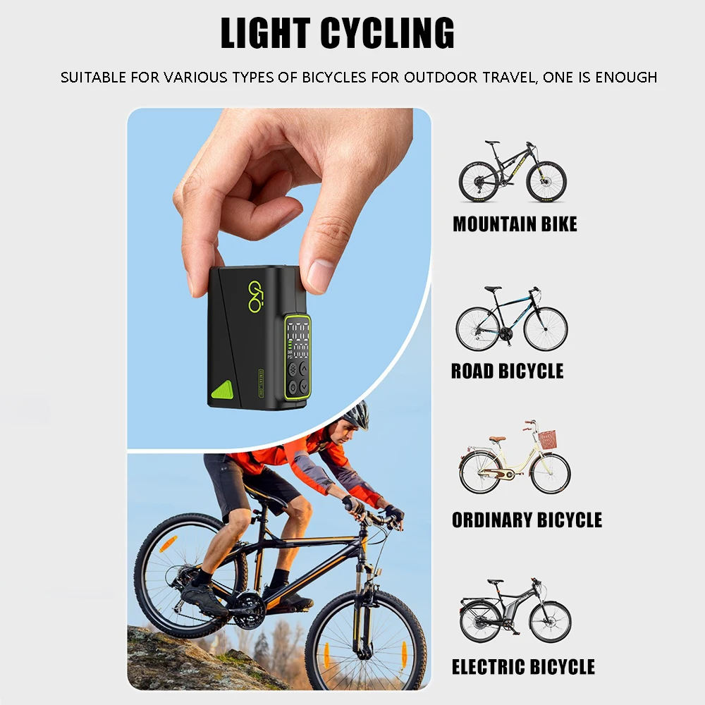Mini bike pump compatible with mountain road and electric bikes