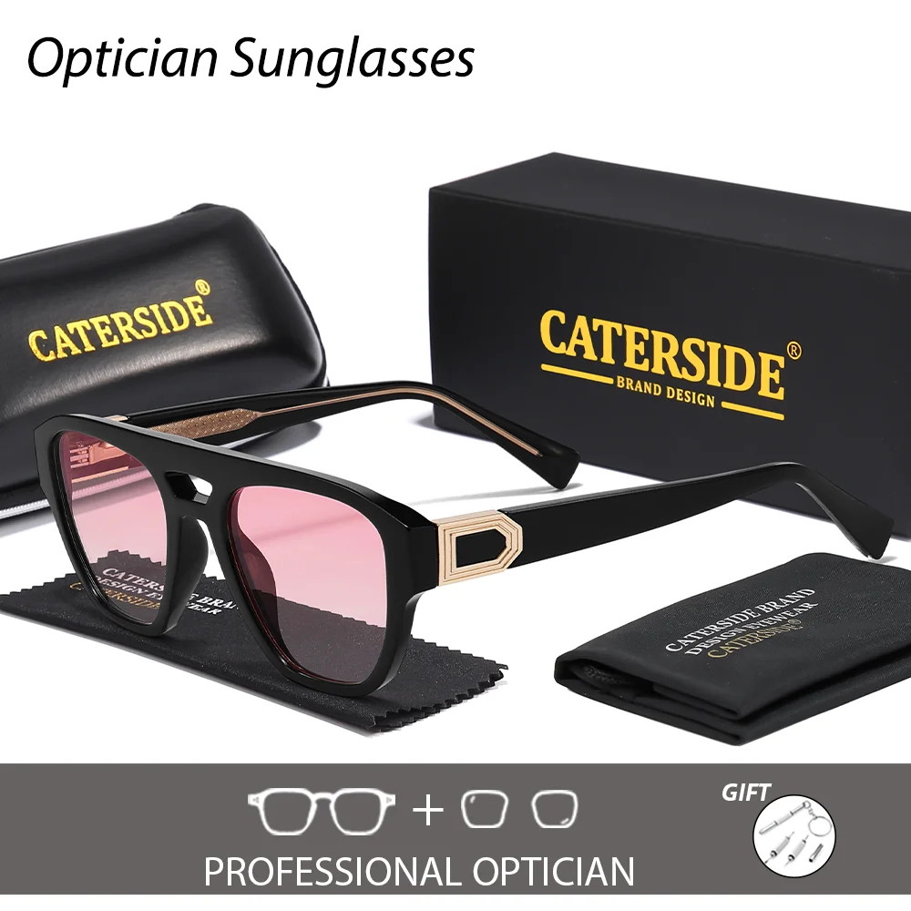 CATERSIDE Männer Optische Sonnenbrille Quadratischen Großen Rahmen Flache Top Doppel Brücken Rezept Brillen Outdoor Sport Brillen UV400 – Detail 9